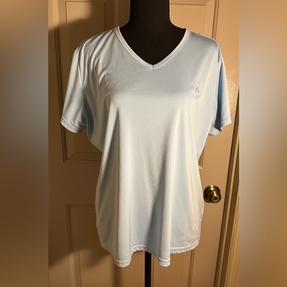 Adidas Light Blue V-Neck T-Shirt